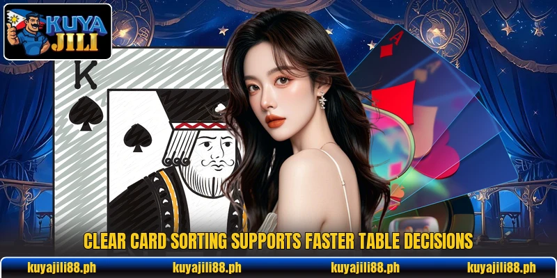 Clear card sorting supports faster table decisions Clear card sorting supports faster table decisions