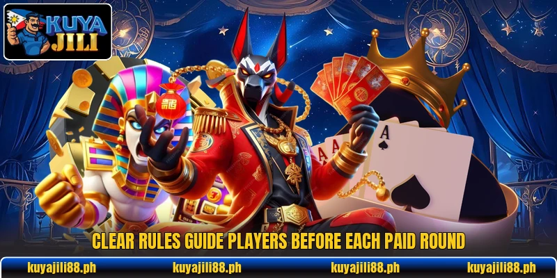 Clear rules guide players before each paid round Clear rules guide players before each paid round