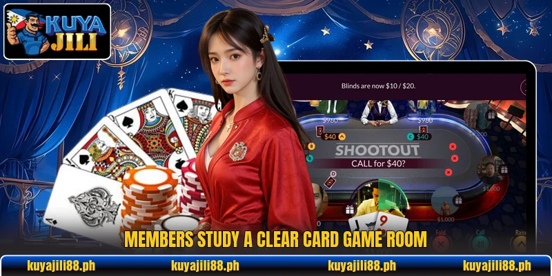 Members study a clear card game room Members study a clear card game room