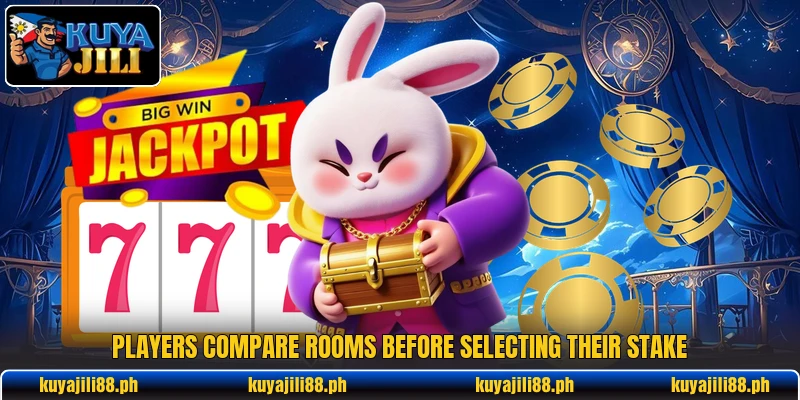 Players compare rooms before selecting their stake Players compare rooms before selecting their stake